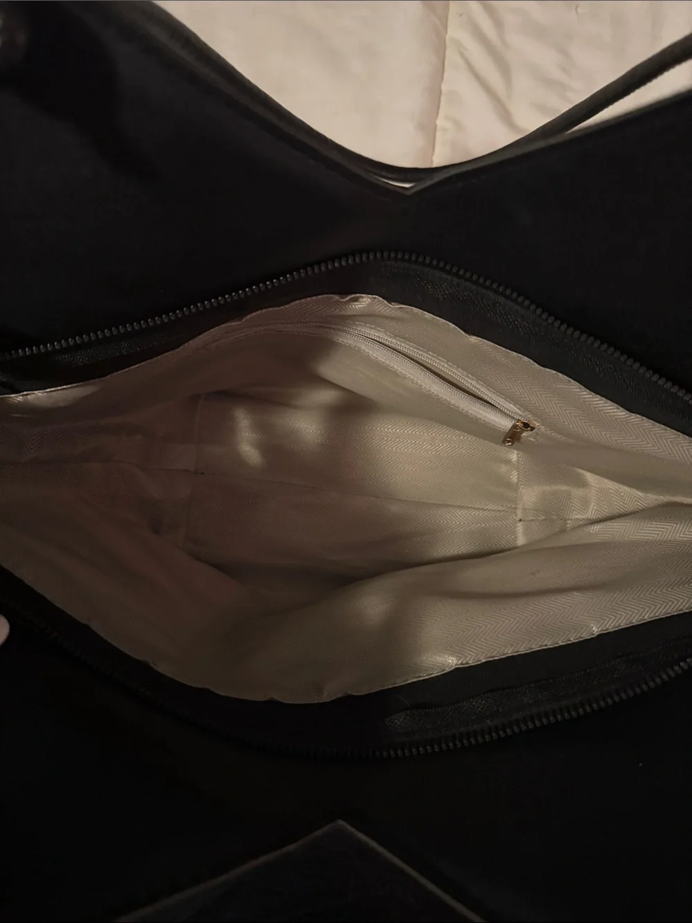 Women's Cream Satchel with Black Trim